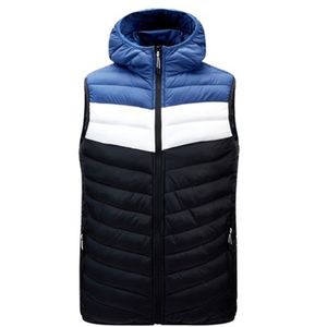 メンズスプライシングウエストコートダウンコートファッショントレンド防風暖かい厚いパフジャケットデザイナー冬の高級パンベストパフジャケット