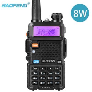 BaoFeng UV 5R Walkie Talkie İki Yönlü Telsiz Gerçek 8 W 10 KM 128CH Dual Band VHF 136-174 MHz UHF 400-520 MHz Amatör Amatör El Telsizi