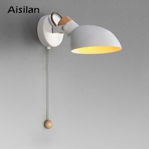 Aisilan Proste Kreatywny Światła Światła LED LED Bedside Sypialnia Foyer Study Nordic Design Salon Corridor El Wall Lampy EL 210724