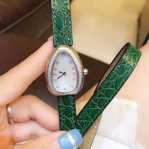 Klockor Män Lyx Märke 28mm Mode Elegant Kvinnor Dial Double Wrap Green Leather Band Diamond Bezel Ladies Watch Quartz Rörelse Armbandsur