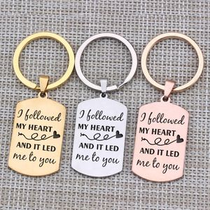 Keychains I Followed My Heart And It Led Me To You Key Chain For Couple Lover Boyfriend Keyring Hand Stamped Girlfriend Keychain