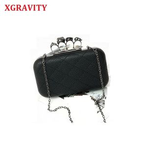 XGRAVITY Mini-Taschen Tote Skull Finger Bags Elegante Kettentasche Damen Casual Clutches Handtaschen Umschlag Damen Ghost