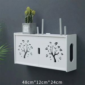 Large Wireless Wifi Router Storage Box PVC panel Shelf Wall Hanging Plug Board Bracket Cable Storage Organizer Home Decor 211112