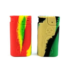 Pipes Colorful Silicone Portable Lighter Shape Dry Herb Tobacco Metal Filter Bowl Innovative Design Mouthpiece Cigarette Holder Smoking Handpipe DHL Free