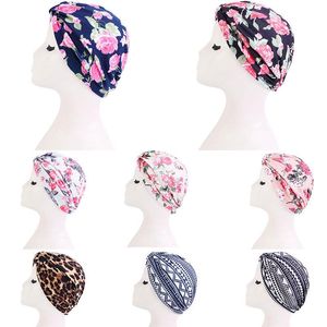 Beanie/Skull Caps Muslim Headdress Turban Bonnet For Woman Cotton Print Inner Hijab Stretch Islamic Headscarf Hat Ethnic Style