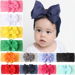 Big Hair Bow Girls Headband Cute Baby Elastic Hair Band For Children Solid Turban Kids 2021 Festival Hair Accessories