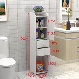 Hooks & Rails Bathroom Floor Shelf Vanity Water-proof Storage Cabinet Toilet Side