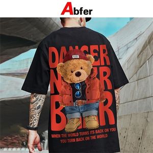 Abber Western Style Retro T Shirt da uomo Cartoon Bear Stampato Camicie grafiche di grandi dimensioni Hip Hop Anime Shirts estetiche Ops EE