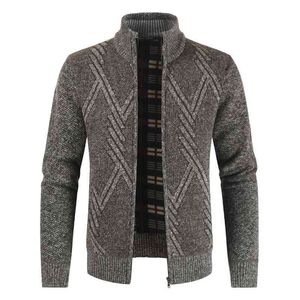 Aiopeson 가을 겨울 남성 스웨터 캐주얼 스탠드 칼라 두꺼운 카디 건 남성 패션 따뜻한 스웨터 코트 남자 210813