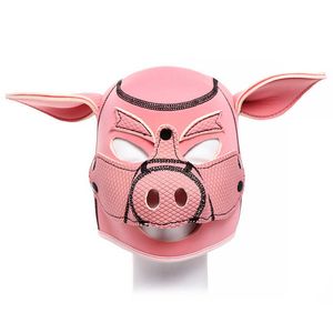SMスレーブフードスポンジ充填ピンク豚ヘッドBDSMボンデージブタのコスプレのエロマスクのマスク衣装カップルのためのセックス点灯商品P0816
