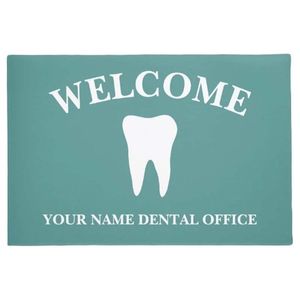 Carpets Cool Personalised Dental Clinic Door Mat Novelty Custom Tooth Company Logo Welcome Rug Carpet Doormat Rubber Cute Dentistry Gift