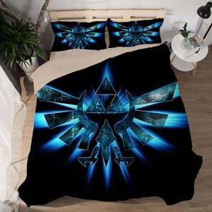 Sängkläder sätter Legend of Zelda Fashion Game 3D Set Angel With Blue Wings Däcke Cover Colorful Bedlewreads Cartoon Kids 3st Bedclothes