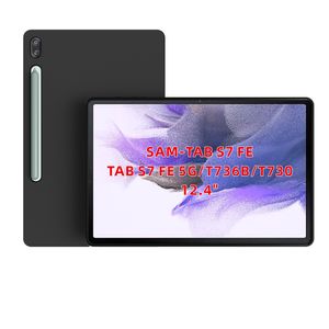 Czarny Matowy Skidoszczelny Soft TPU Przezroczysty silikonowy Case Case Pokrywa dla Samsung Galaxy Tab S7 Fe 12.4 