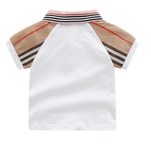 Retail Summer Baby Boys Girls T-shirts Cotton Kids Short Sleeve T Shirt High Quality Children Turn-down Collar Plaid T-shirt Kid Clothing