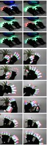 LED Flash Gloves Five Fingers Light Ghost Dance Black Bar colorful Rave Light Finger Lighting Gloves Glow Flashing CF1517 in stock ottie