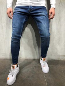 Men's Elastic Tight Legged Jeans Golden Classic Three Colors Hiphop Trousers Brand Slim Casual Ripped Jeans X0621