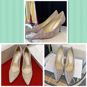 Vestido francês sapatos de casamento de noiva temperamento apontado boca rasa de cristal elegante sparkling stiletto saltos