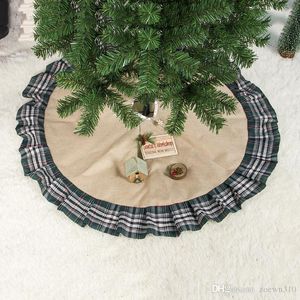 Plaid Ruffle Julgranar Kjol 100cm Polyesterduk Julgran Skirt Creative Christmas Tree Bottom Decoration Carpet Rug XVT1093