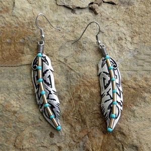 Dangle & Chandelier Vintage India Ethnic Water Drip Hanging Drop Earrings For Women Female Natural Turquoises Stone Earring Wedding Jewelry