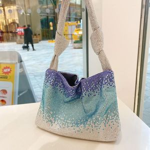 Shoulder Bags Mixtx 2021 Color Flash Diamonds Rhinestone Bag Women Bling Tote Female Party Handbag High Quality Fashion Bucket