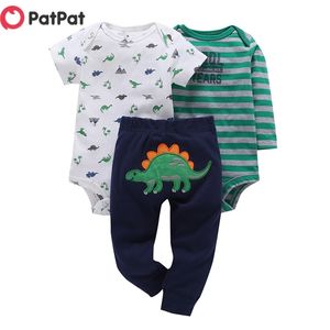 Arrival Autumn 3-piece short-sleeved jumpsuit + long-sleeved pants Baby Toddler Boy Sets 210528