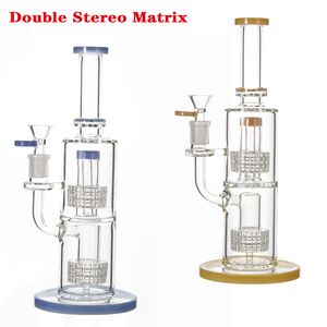 Articoli vari per la casa Narghilè unici Becher Bong in vetro Doppia matrice stereo 14mm Giunto femmina Vetro spesso Gabbia per uccelli Tubo dell'acqua Condensatore Bobina Costruisci un Bong Dab Rigs