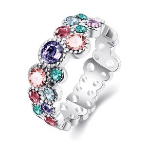 Anéis de casamento Crystal de zircão roxo Morganita simulada Aquamarina Garnet Peridot Ring Rose Gold Color Hollow Size 6 7 8