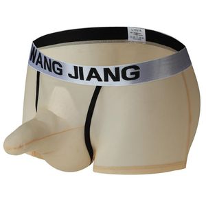 Underpants wj homens underwear elefante fino bolsa aprimorada boxers shorts respirável malha calcinha masculina scrotro separação pênis bainha xxl