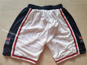 Mens Team Basketball Short Just High Quality USA National Team White Color Sport Stitched Shorts Hip Pop Pants With Pocket Zipper Swea
