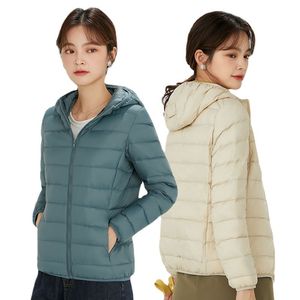 2021 Womens Down Jacke Parkas Oberbekleidung Schichten Kleidung 90% weißer Ente Downs Herbst Winter Frauen Kapuze Yoga tragen Fitness -Training Wärme und Samt Reißverschluss