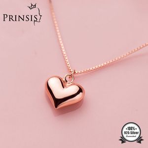 PrinSis Real 925 Sterling Silver Fashion Romantic Heart Box Chain Necklace For Women Wedding Valentine's Day Jewelry DP034 Q0531