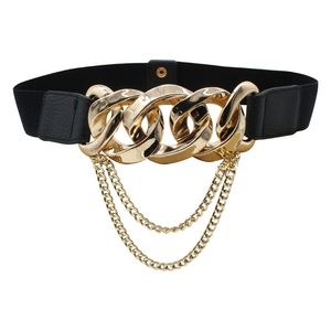 Elastic gold chain belt tassel metal stretch cummerbunds plus size corset belts for women dress waistband leather ceinture femme C3