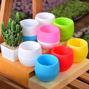 7*7cm Mini Flower Pots Round Plastic Succulent Plant FlowerPot Leak Water Hole Design Flowerpots Garden Home Desktop Decoration