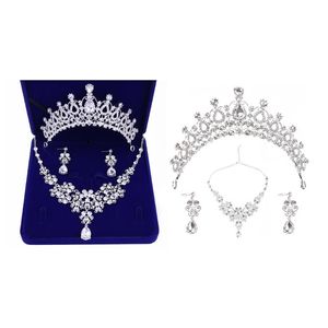 Kolczyki Naszyjnik Bridal Wedding Jewelry Set Prestiżowy Kryształ Rhinestone Akcesoria do włosów Shine for Girl lub Women