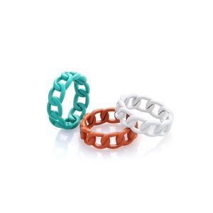 Candy Color Cuban Chain Ring Retro Design Nischfärg Multicolor Par Trend Hip Hop Ring Ins Fashion Smycken Tillbehör