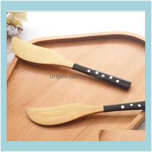 Löffel plattonfügte Küche, Essbar Gardendot Tischwaren schwarz weiße Bambus Messer Kuchen Dessert handgefertigte Löffel Gabel Home Kitchen Kantine t