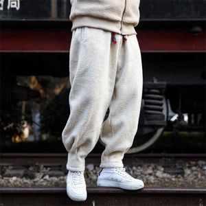 HOUZHOU Men's Winter Pants Black Trousers Male Casual Fleece Pants Fleeced Clothing Khaki Harajuku Korean Streetwear Hip Hop 5XL 211112