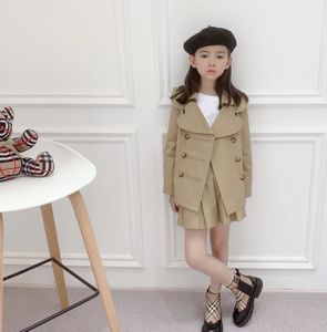 high quality Children Girls tench Coats Outerwear autumn spring Girl Jackets Woolen Long Trench Teenagers Warm Clothes Kids Outfits For 2-12years
