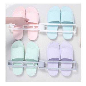 Clothing & Wardrobe Storage 2pcs Shoes Rack Nail Free And Traceless Rotatable Holder Home Decoration Bathroom Slipper