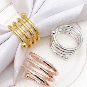 2021 new Spring double bead napkin ring Western food napkin ring gold silver color hotel home table trinkets