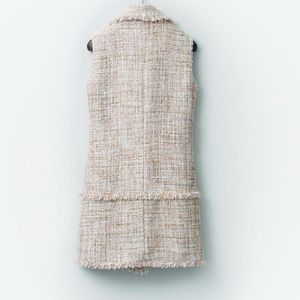 Damenjacken Jacke ärmellos Tweed Herbst und Winter Damen handgezeichnetes Revers kleiner Duft lang