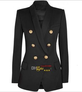 Novo estilo premium de alta qualidade design original jaqueta feminina trespassada fina fivelas de metal blazer retrô xale gola 3 cores