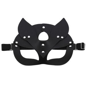 Berets Fashion Women Mask Face Cosplay PU Leer blinddoek Halloween Party Maskerade Ball Maskers Punk Collar Gift