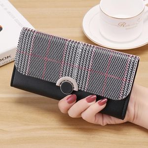 財布2021ウォレット女性の長いお金の学生レディ3列の財布カードバッグエンベロープのシンプルな韓国語バージョン