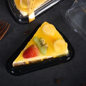 4 цвета прозрачный пластиковый пирожный ящик сыр треугольник ящики коробки блистер ресторан десерт упаковка DH4876