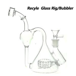 Glass Hookah Recyler Bong/Rig Bubbler for smoking 8inch Height with 14mm female and bowl 320g weight BU017