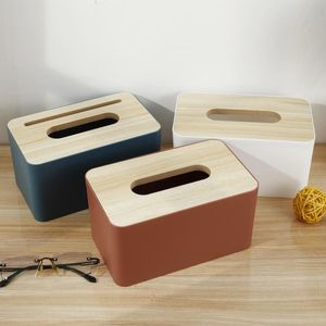 Tissue Boxes & Napkins Simple Stylish Box Wooden Cover Toilet Paper Wood Napkin Holder Case Home Car Living RoomTissue Dispenser