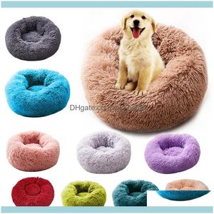 Hus Kennels Aessories Tillbehör Hem Gardensuper Soft Round Tvättbar Lång Plush Kennel Cat House Veet Mats Sofa för Chihuahua Dog Basket