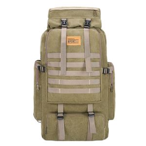 Outdoor-Rucksack aus Segeltuch, großes Fassungsvermögen, Molle-System, Reisen, Wandern, 80 l, taktischer Militärrucksack