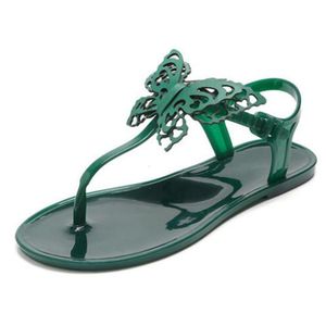 Przytulne letnie zielone slajdy brazylijski 3D motyl kobiety sandały kryształowe galaretki buty Lady klapki plażowe Sandalias Mujer fa270